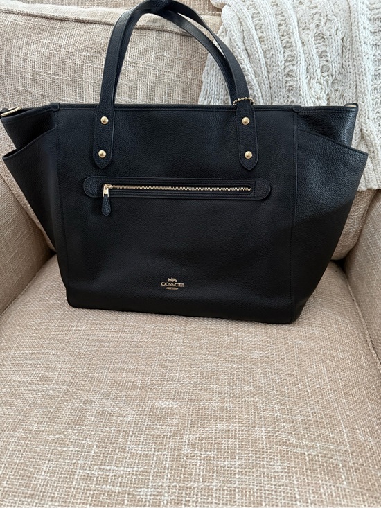 Coach Handbags - Coach Black Pebbled Leather Tote with Gold Hardware